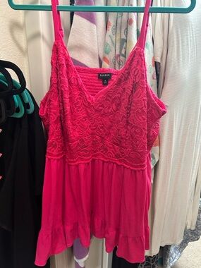 torrid Hot Pink Lace-Trim Cami Top